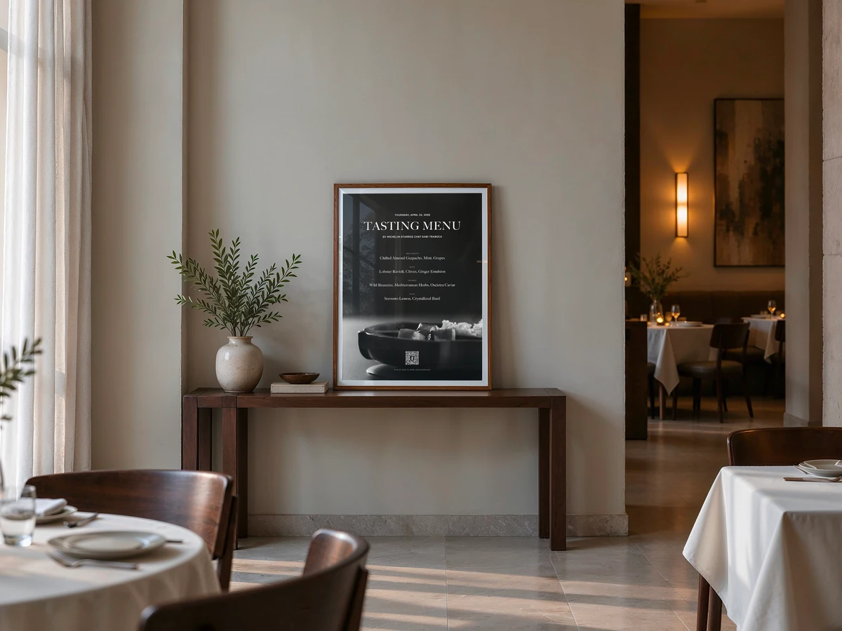 The Ginko Horizon, 90 &times; 70 cm, an ePaper display in a solid wood frame.